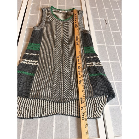Cabi Sleeveless Sweater Womens Small Gray Green Cream Gardencore Knit Tank Top - Picture 3 of 6